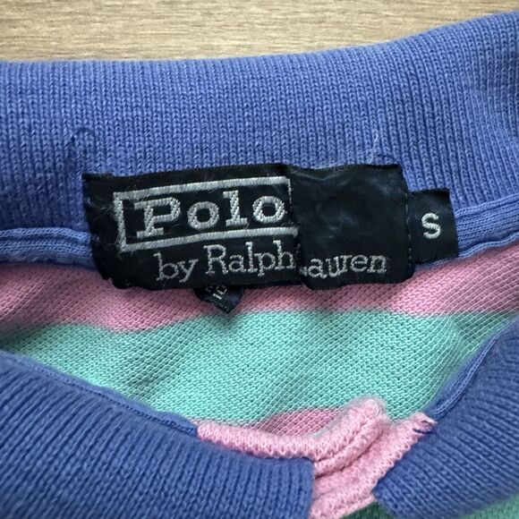 Vintage 90s Polo Ralph Lauren Striped Colorblock Shirt Mens S Made In USA - Picture 3 of 7